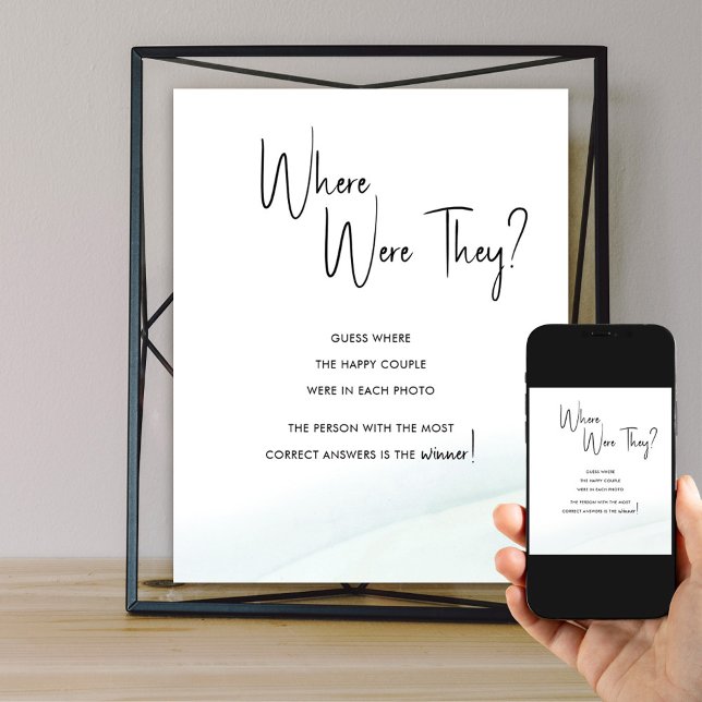 Wo waren sie Brautparty Green Wash? Poster (Bridal Shower Game Poster to accompany your Where Were They? photos)