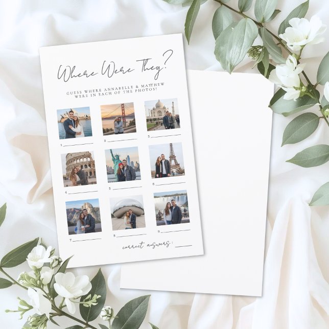 Wo waren sie Brautparty-Spiel (Where Were They Bridal Shower Game)