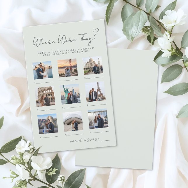 Wo waren sie Brautparty-Spiel (Where Were They Bridal Shower Game)