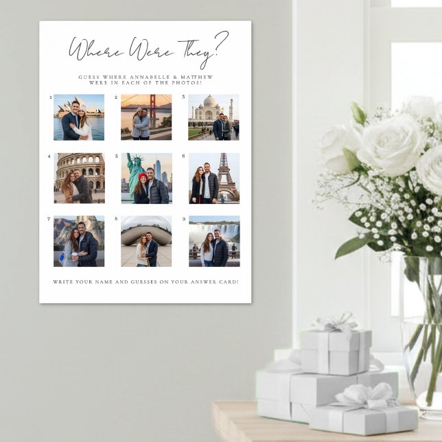Wo waren sie Brautparty-Spielschild Poster (Where Were They Bridal Shower Party Game Sign)