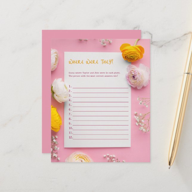 Wo waren sie? Foto finden Brautparty (Vorderseite/Rückseite Beispiel)