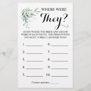 Wo waren sie? Green Eucalyptus Game Card Flyer