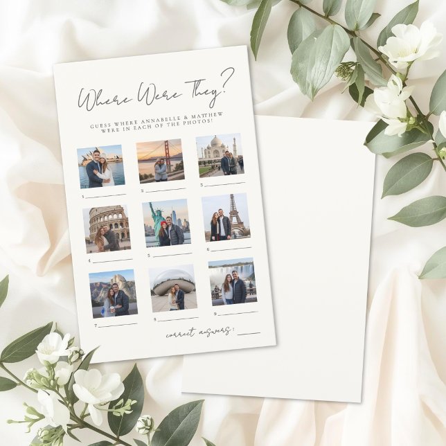 Wo waren sie Hochzeitsdusche-Spiel (Where Were They Bridal Shower Game )