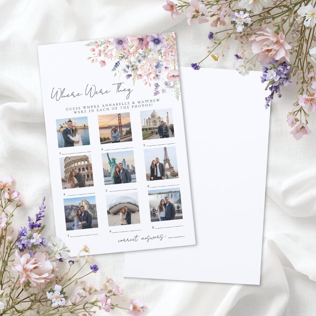 Wo waren sie Spiel Wildblumen-Brautparty (Where Were They Game Wildflower Bridal Shower)