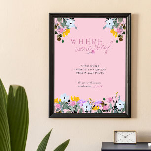 Wo waren sie Wildblumenrasen Rosa Brautparty Poster