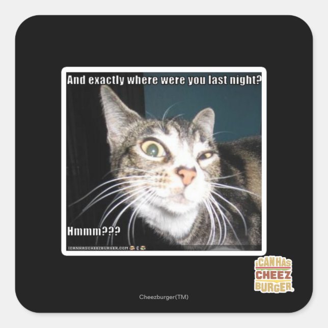 Wo warst du? quadratischer aufkleber (Vorderseite)