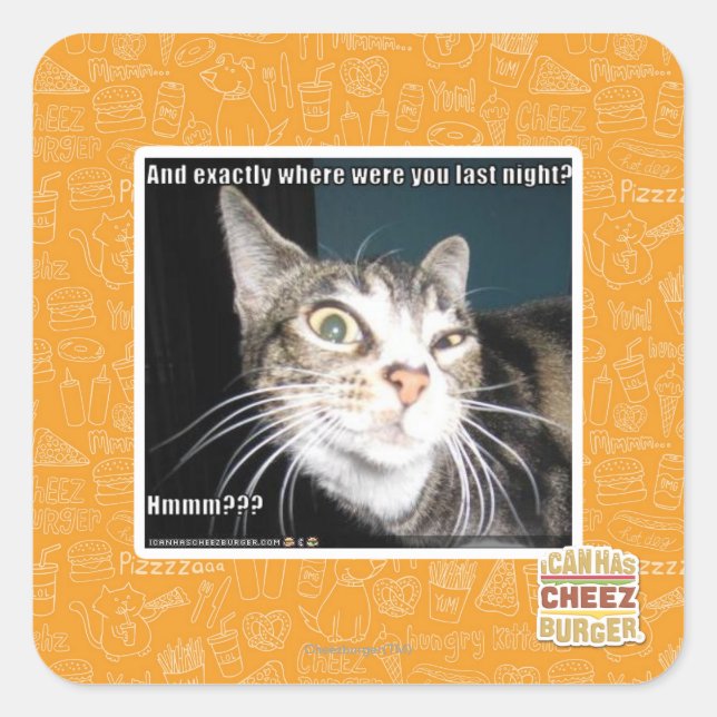 Wo warst du? quadratischer aufkleber (Vorderseite)