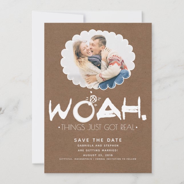 Woah Things Got einfach real | Funny Save the Date (Vorderseite)