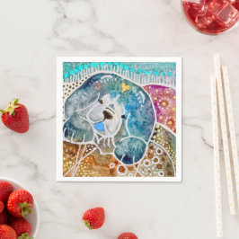 WOBBLE-ROCK Chow Hund Aquarellbatik Serviette