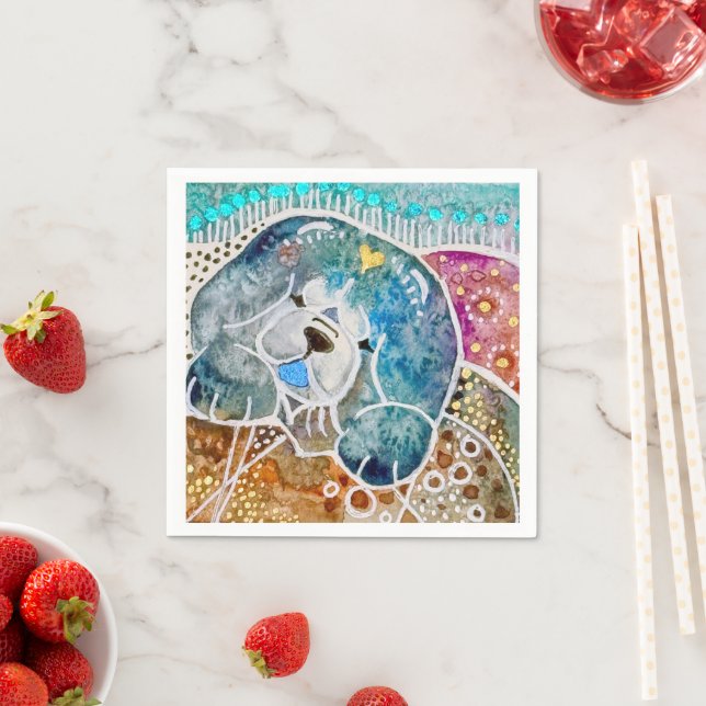 WOBBLE-ROCK Chow Hund Aquarellbatik Serviette (Beispiel)