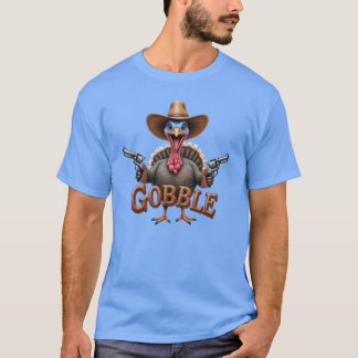Wobble Turkey With Gun Thanksgiving T-Shirt
