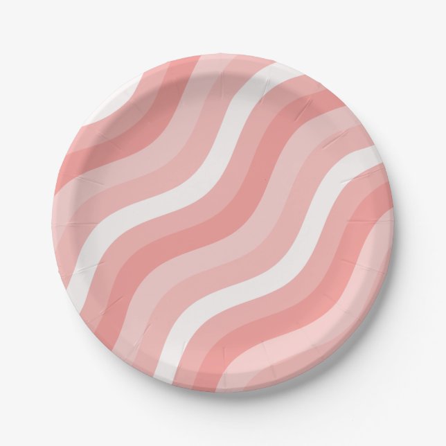 Wobbly Pop Stripes in Rosa Blush Pappteller (Vorderseite)