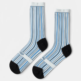 Wobbly Stripes, Blue and White Socken