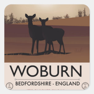 Woburn - Bedfordshire Vintage Reiseposter. Quadratischer Aufkleber