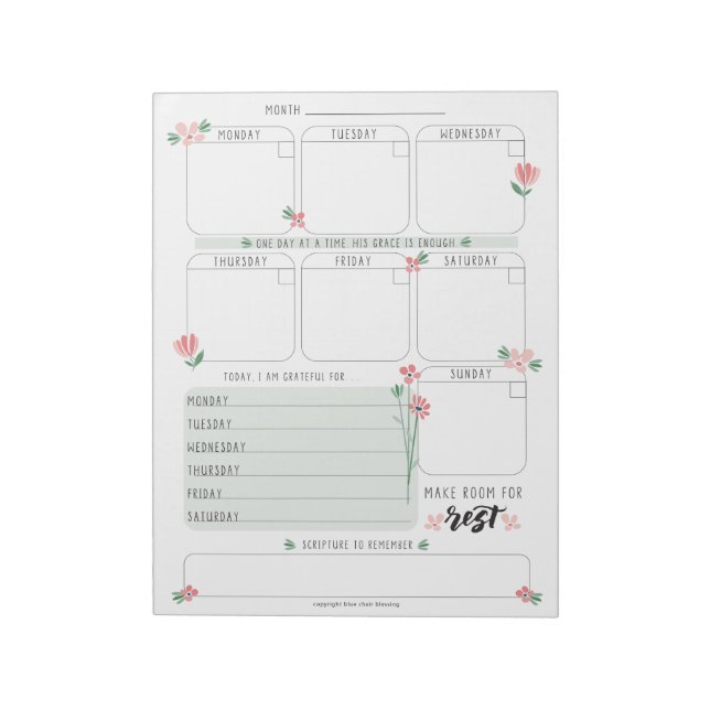 Woche auf einen Blick Planer Notizblock (Rotiert)