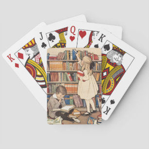 Woche der Kinderbücher Bibliotheksillustration im Spielkarten