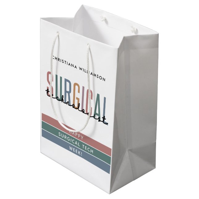 Woche der personalisierten Chirurgie oder Technik Mittlere Geschenktüte (Rückseite Schrägansicht)