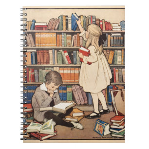 Woche des alten Kinderbuchs Bibliotheksillustratio Notizblock
