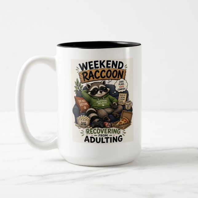 Wochende-Waschbär Lustiges Faules Tier Kaffeetasse (Links)