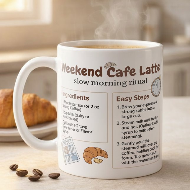 Wochenend-Cafe-Latte-Rezepttabelle Kaffeetasse (Von Creator hochgeladen)
