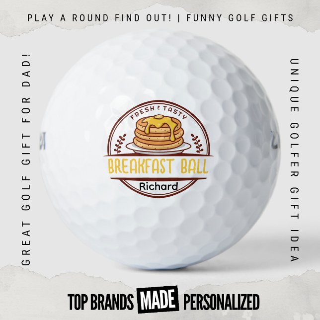 Wochenend-Geldspiel Lustiges Frühstück Ball Custom (Custom Funny Golf Ball Gifts From Play A Round Find Out, "Breakfast Ball" pancakes design)