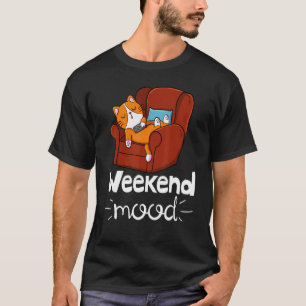 Wochenend-Modus-Schlaf Frauen Faul Kopf Katze Lieb T-Shirt