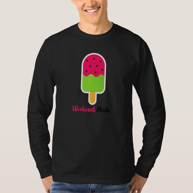 Wochenend-Modus Wassermelonen-Eiscreme Für Strands T-Shirt (Vorderseite)