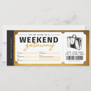 Wochenendausflug Gold-Geschenk-Reiseticket-Gutsche Einladung