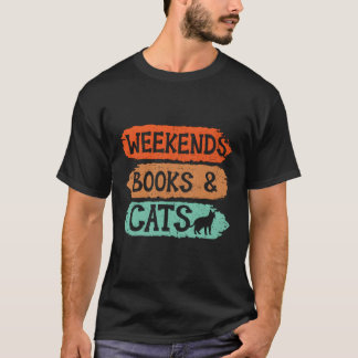 Wochenendbücher und Katzen mit Kinderbuchwurm T-Shirt