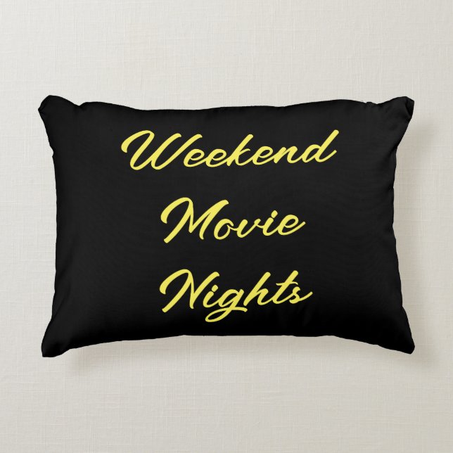 Wochenende Filmabende Typografie Schwarze Dekorati Dekokissen (Vorderseite)