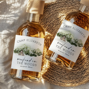 Wochenende im Camping Woods Bachelorette Alkoholflaschenetikett