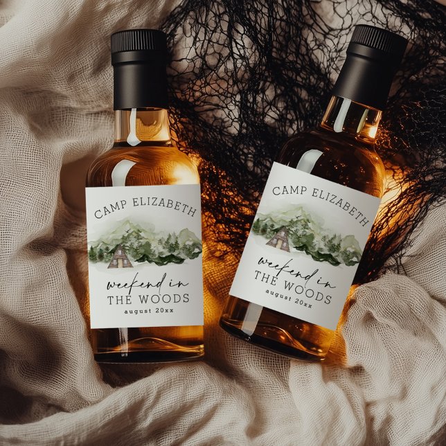 Wochenende im Camping Woods Bachelorette Alkoholflaschenetikett (Von Creator hochgeladen)