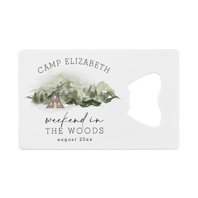 Wochenende im Camping Woods Bachelorette Geldbeutel Flaschenöffner (Vorderseite (Horizontal))