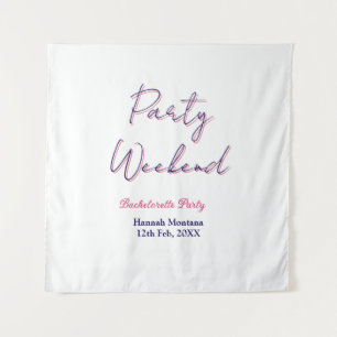 Wochenende Junggesellinnenabschied Name pink blau Wandteppich