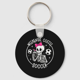 Wochenende-Kaffee-Fußballmutter eines Fußballspiel Schlüsselanhänger