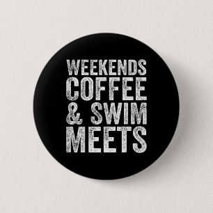 Wochenende Kaffee und Schwimm treffen Retro-Kaffee Button