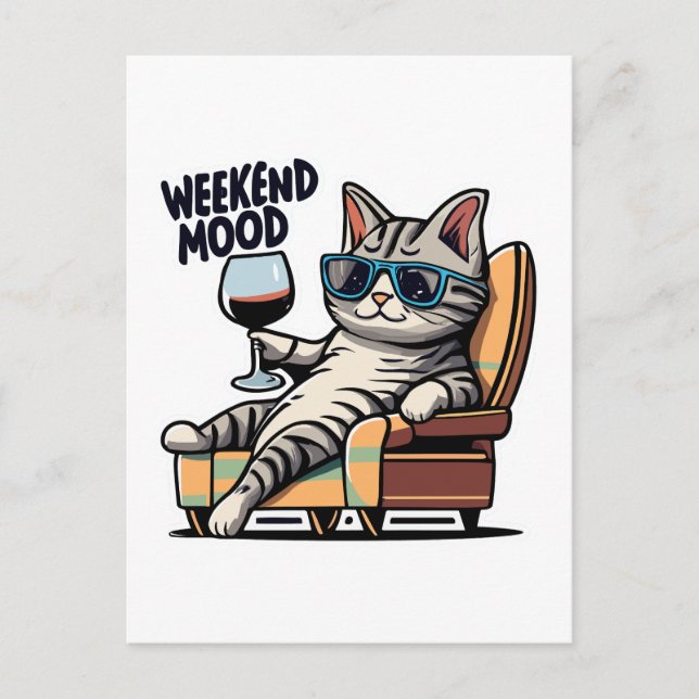 Wochenende Mood Cat Chill Postkarte (Vorderseite)