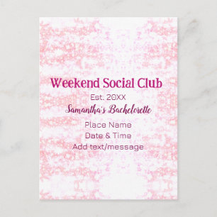 Wochenende-Sozialclub rosa Glitter Junggesellinnen Postkarte