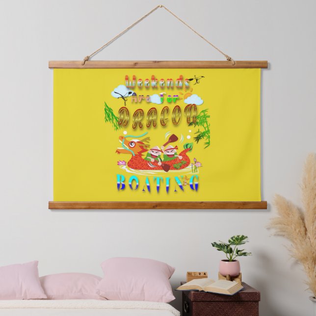 Wochenenden für Drachenboote Wandteppich Mit Holzrahmen (Schlafzimmer)