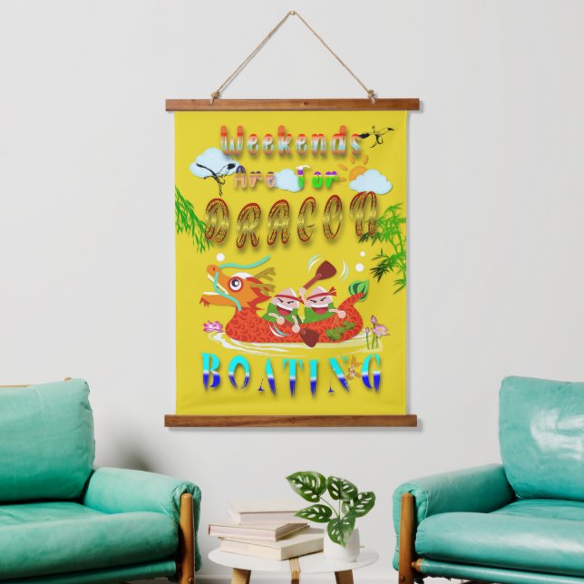 Wochenenden für Drachenboote Wandteppich Mit Holzrahmen (Wohnzimmer)