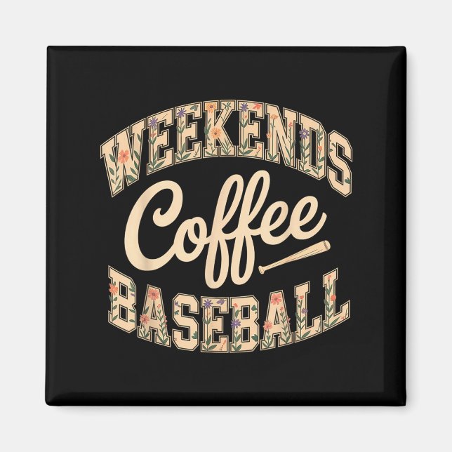 Wochenenden Kaffee Baseball süß Retro-Mutter-Leben Magnet (Vorne)
