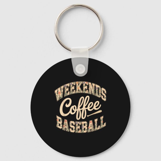Wochenenden Kaffee Baseball süß Retro-Mutter-Leben Schlüsselanhänger (Vorderseite)