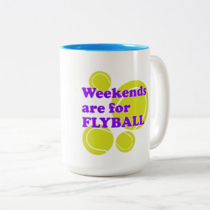Wochenenden sind für FLYBALL Zweifarbige Tasse