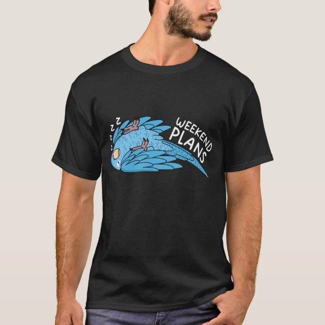 Wochenendpläne Papagei I Schlafen Blaues Parrotlet T-Shirt (Vorderseite)
