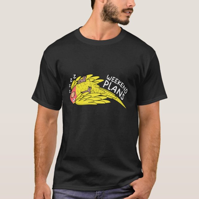 Wochenendpläne Papagei I Schlafpeach konfrontierte T-Shirt (Vorderseite)