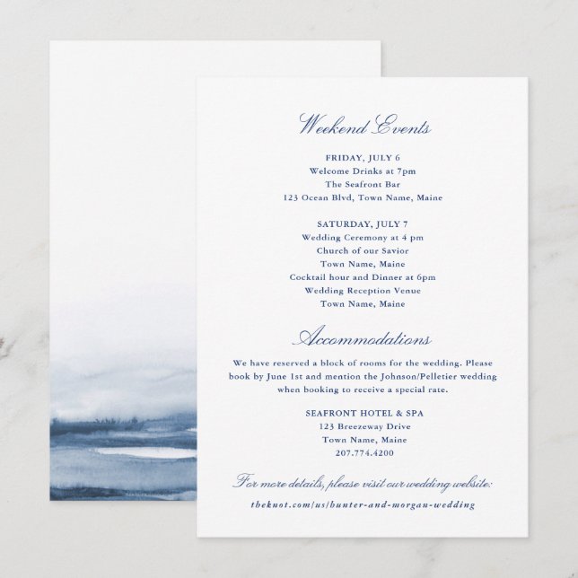 Wochenendveranstaltungen und Unterkünfte Einlegen  Begleitkarte (Vorne/Hinten)