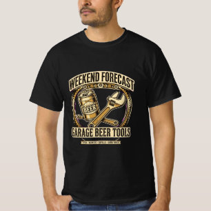 Wochenendvorhersage Garage Bier Werkzeuge - Lustig T-Shirt