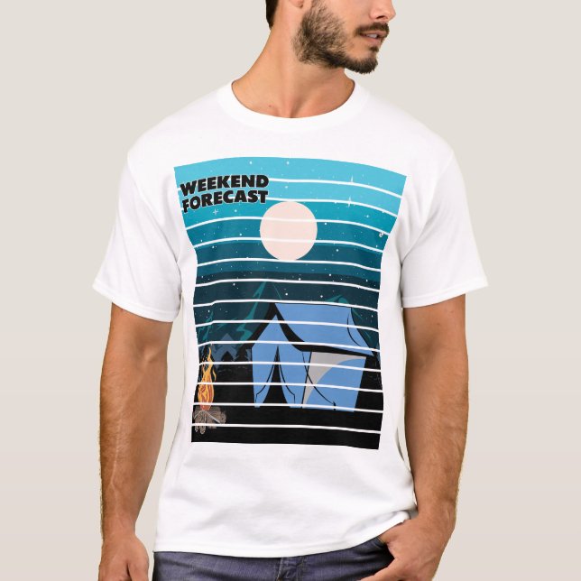 Wochenendvorhersage Zeltlager Feuer T-Shirt (Vorderseite)
