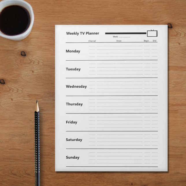 Wochenfernsehplaner Notizblock (Weekly TV Planner Notepad)