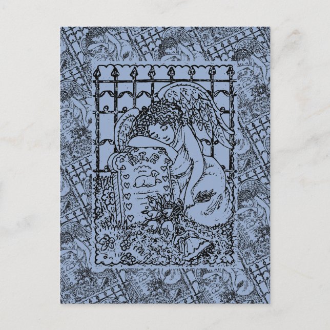 WOCHENGARDISCHE ANGEL, FRIEDHOF MOURNING BEILEID POSTKARTE (Vorderseite)